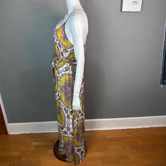 Anthropologie Akemi + Kin maxi dress Medium strappy gold blouson lightweight NWT - Picture 7 of 16